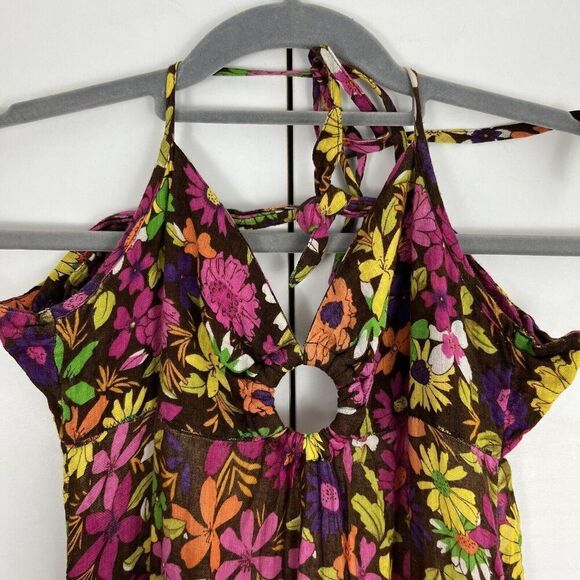 Free People Halter Sundress Dress Women’s 0 Floral Midi V Neck - Picture 3 of 6
